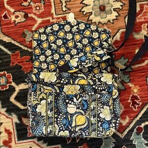 Vera Bradley Ellie Blue Elephant Paisley Floral laptop Bag